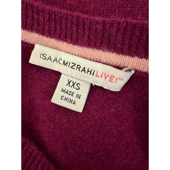 Isaac Mizrahi Live Cashmere Long Tunic Sweater XXS Purple Classy Luxury Minimal - Picture 2 of 10
